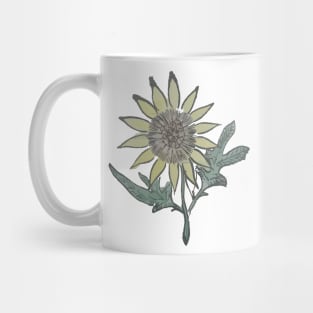 Sunflower Flower Retro Vintage 60s Drawing Mug